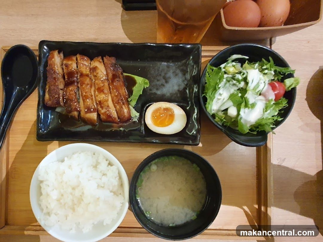 Meal served on wooden tray