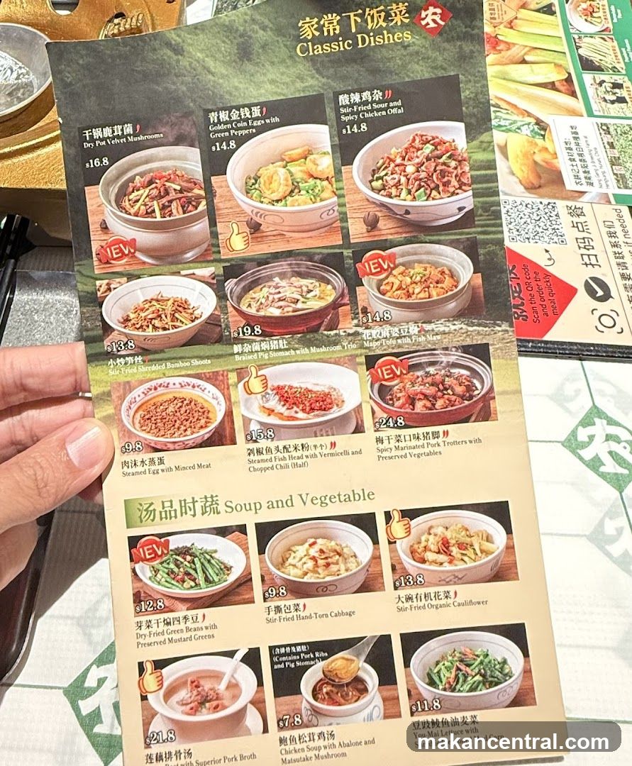 Classic Dishes Menu