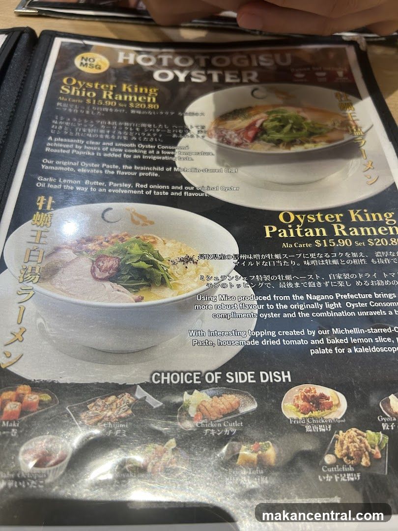 Hototogisu Oyster Menu