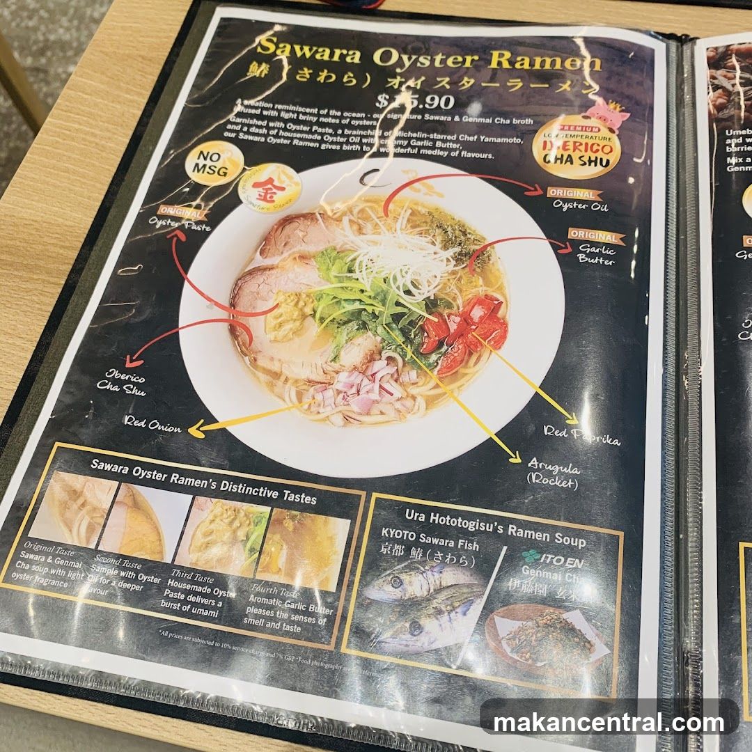 Sawara Oyster Ramen Menu