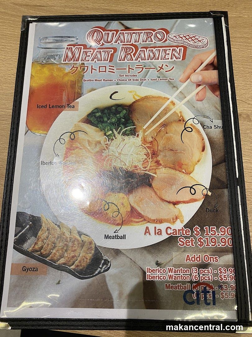 Quattro Meat Ramen Menu