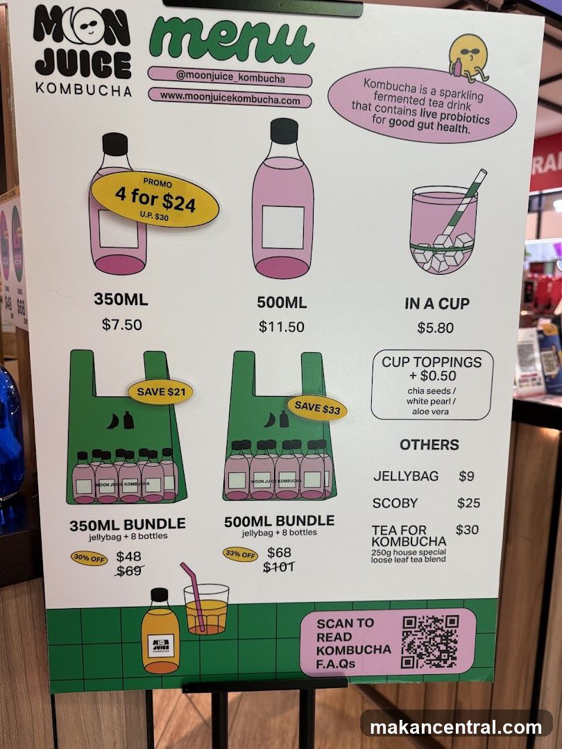 Moon Juice Kombucha Menu