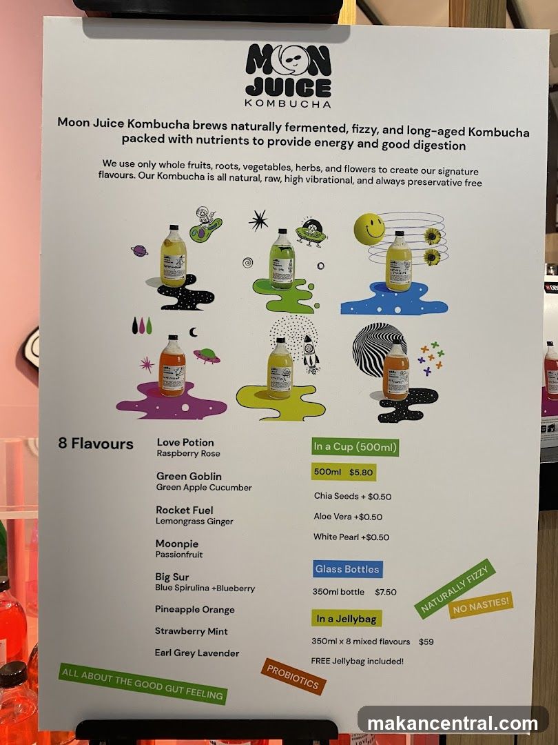 Moon Juice Kombucha Menu