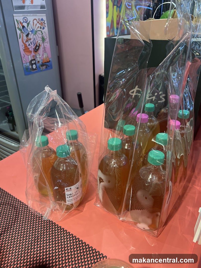Bottled beverages on display