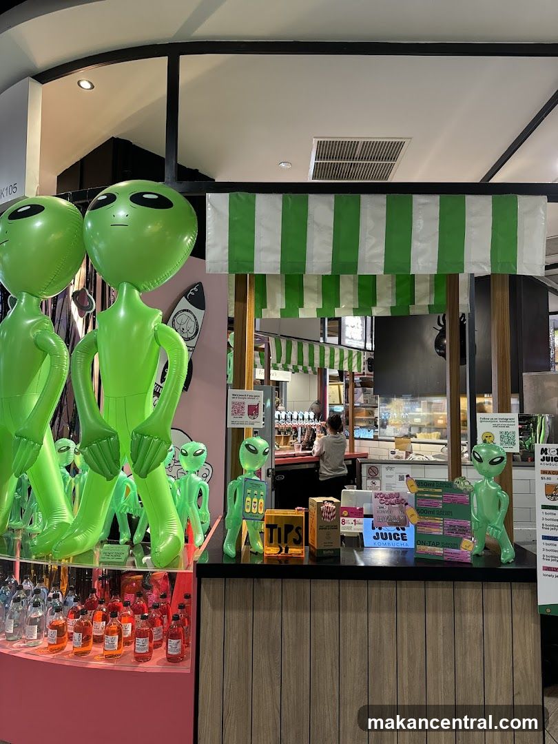 Alien-themed beverage stall