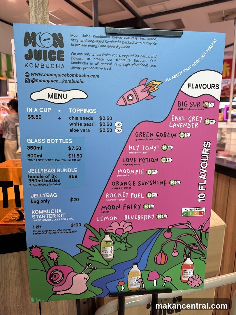 Moon Juice Kombucha Menu