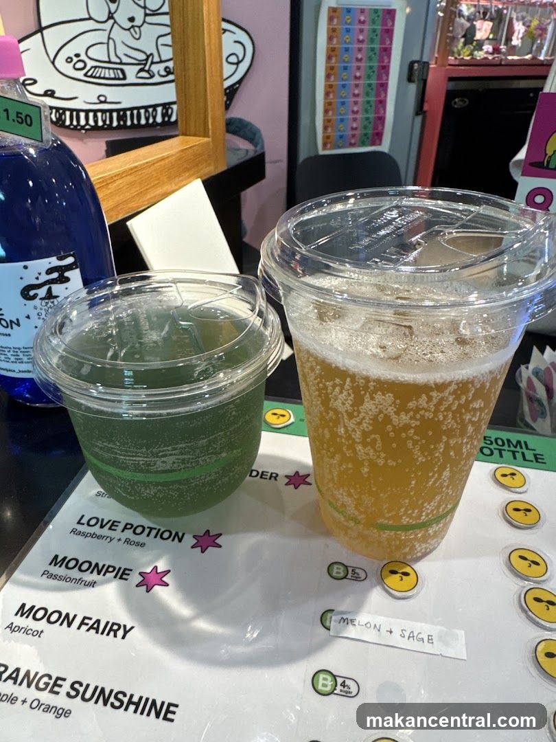 Two beverages on counter