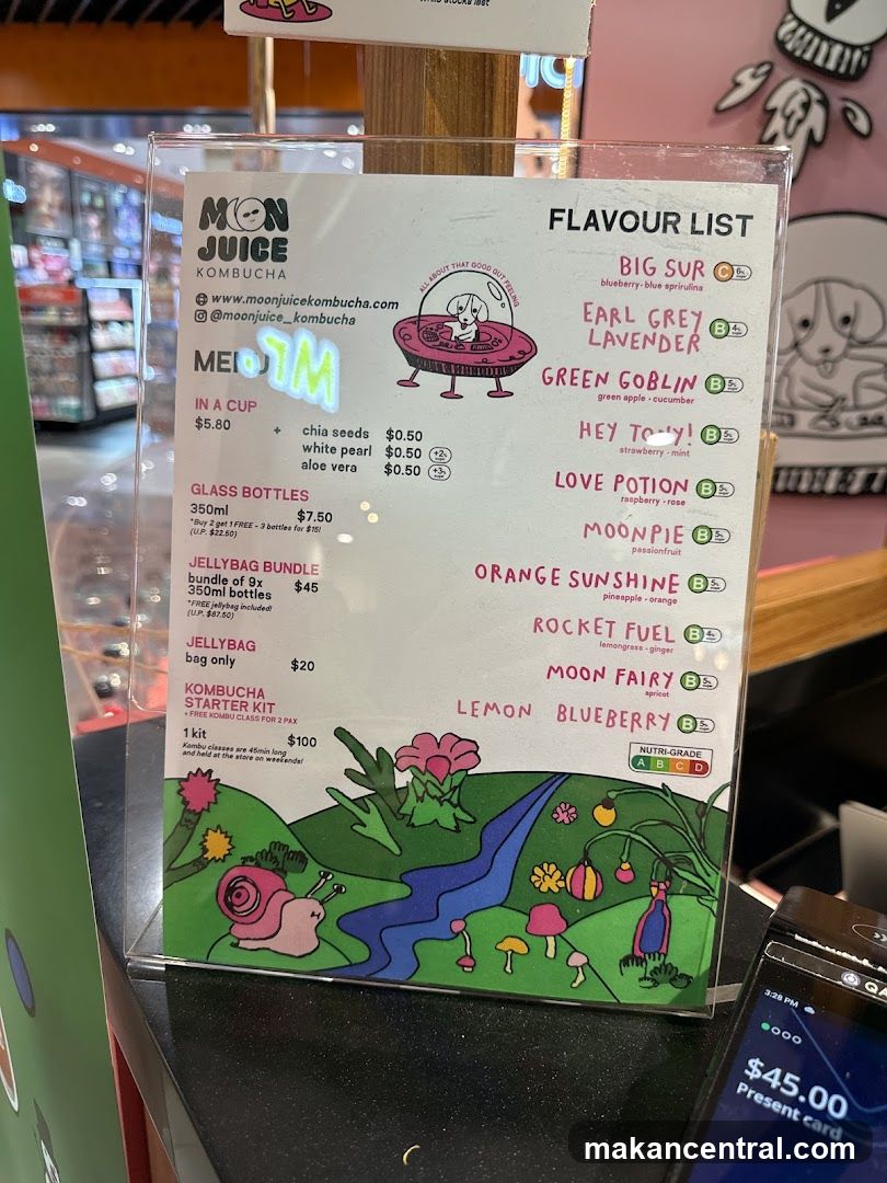 Moon Juice Kombucha Menu