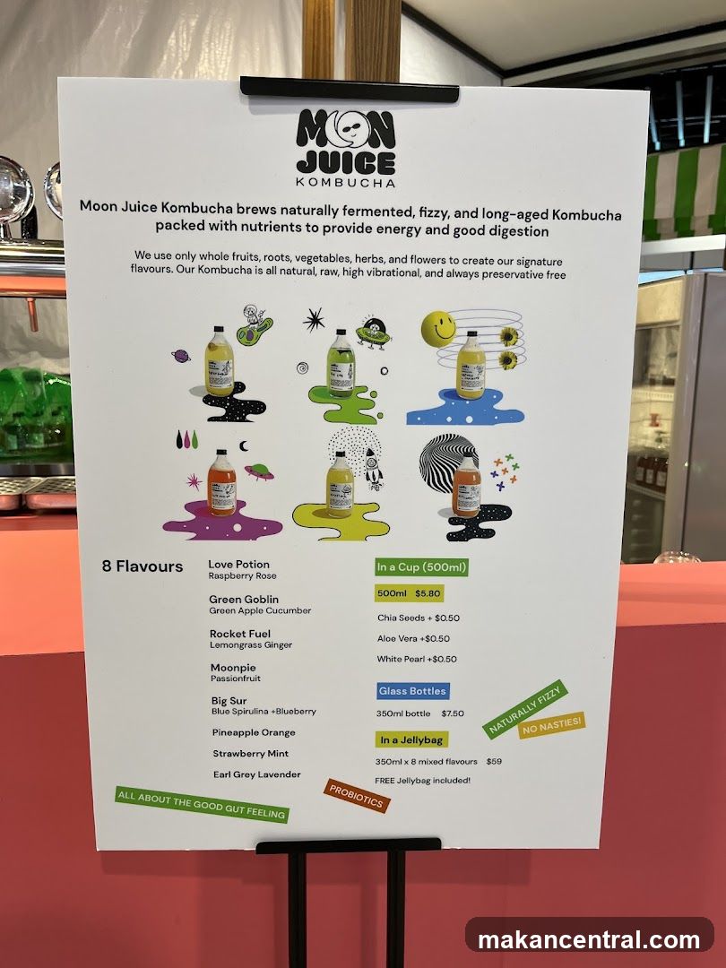 Moon Juice Kombucha Menu