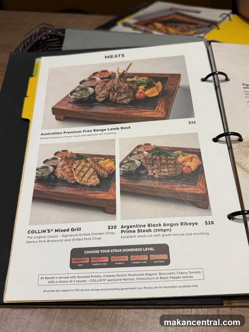 Meats Section of Menu
