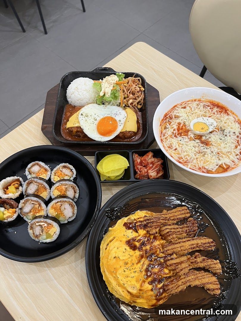 Table with Korean dishes