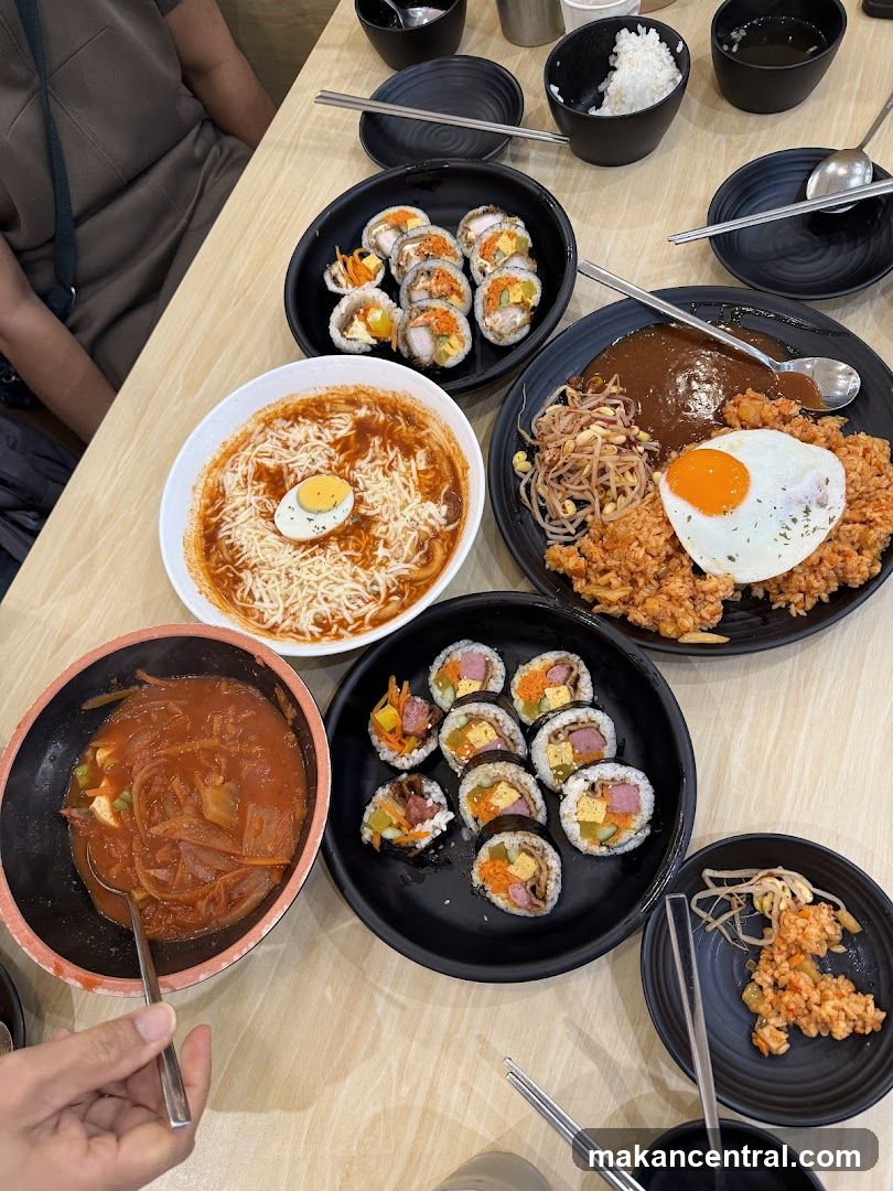 Table with Korean dishes