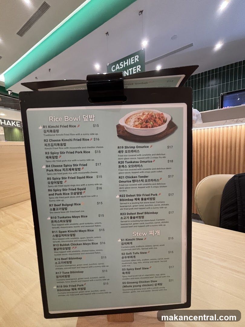 Rice Bowl and Stew Menu
