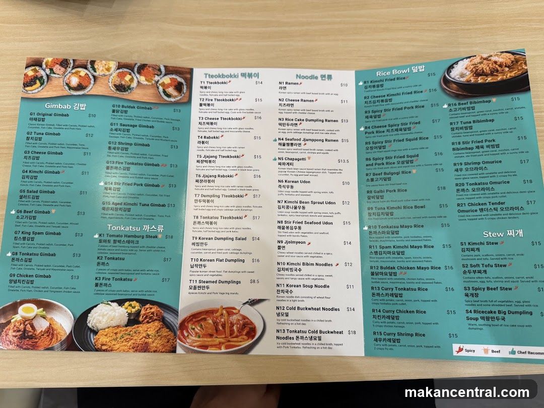Korean Restaurant Menu