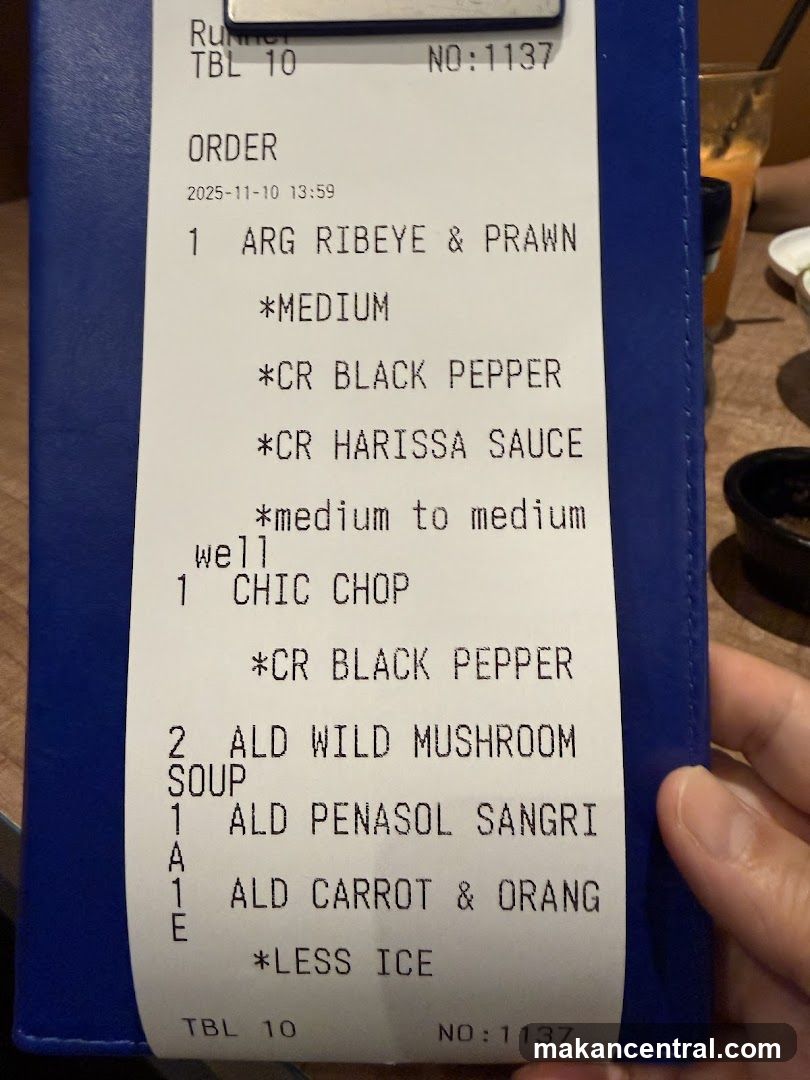 Restaurant Order Receipt
