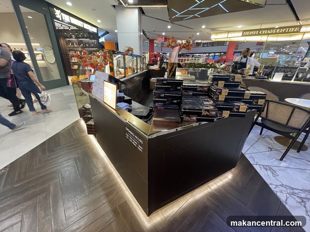 Interior of shopping mall food court area