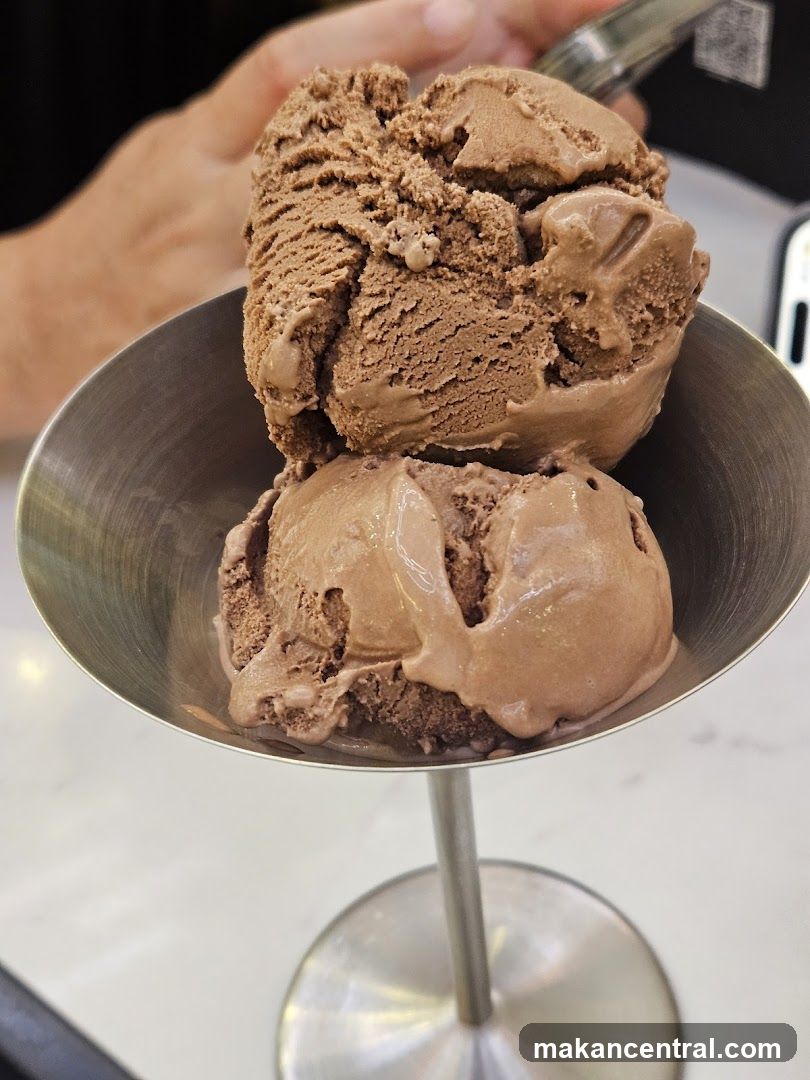 Chocolate Ice Cream in Metal Cup