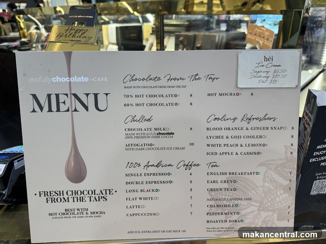 Awfully Chocolate Cafe Menu