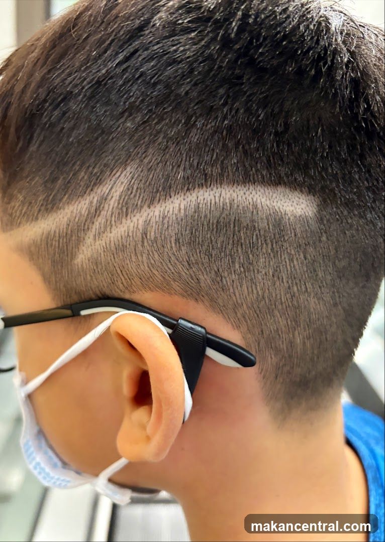 Close-up of haircut