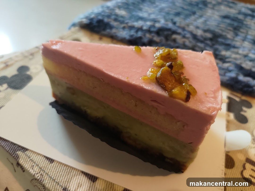 Slice of layered dessert
