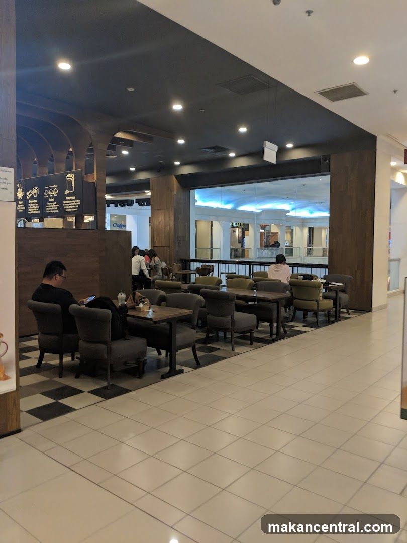 Interior of a shopping mall café area