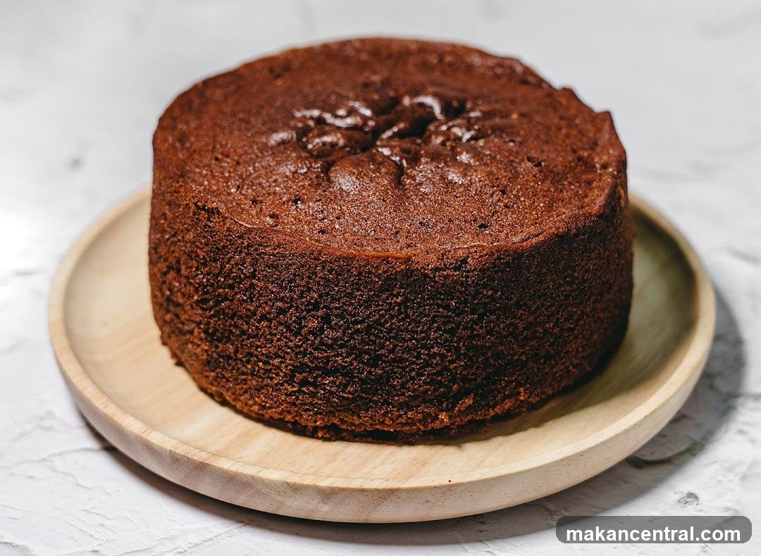 Chocolate Cake on Wooden Plate