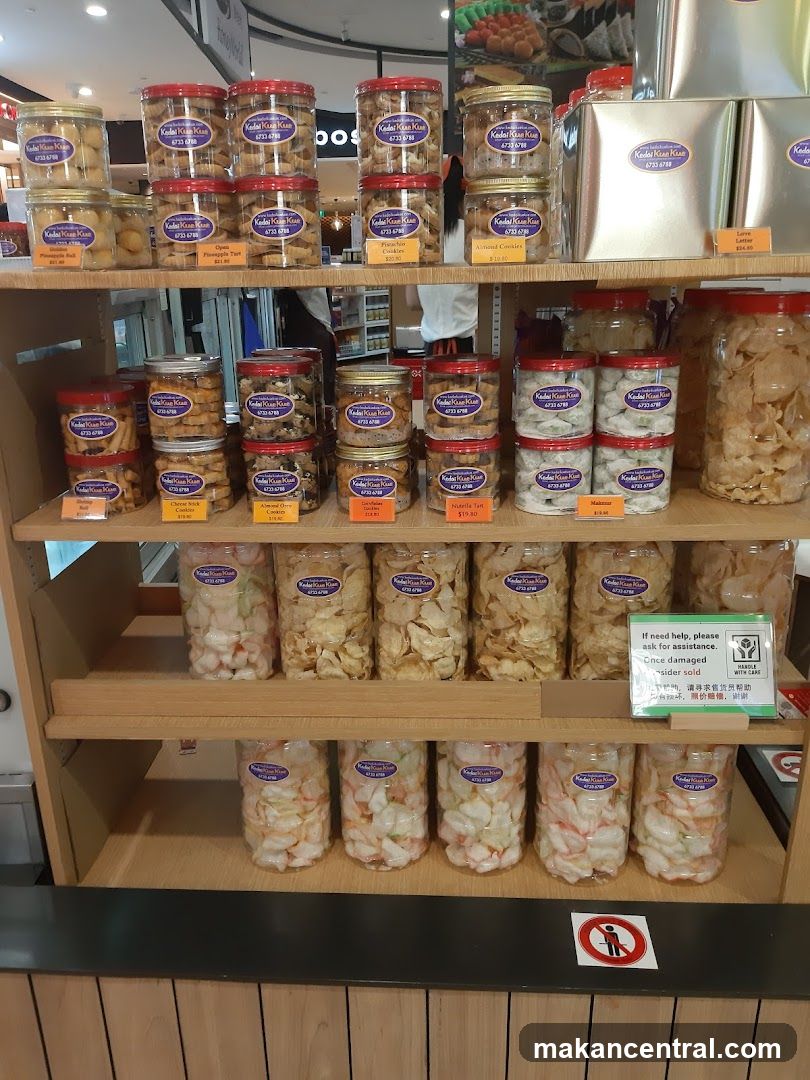Shelf display of packaged snacks