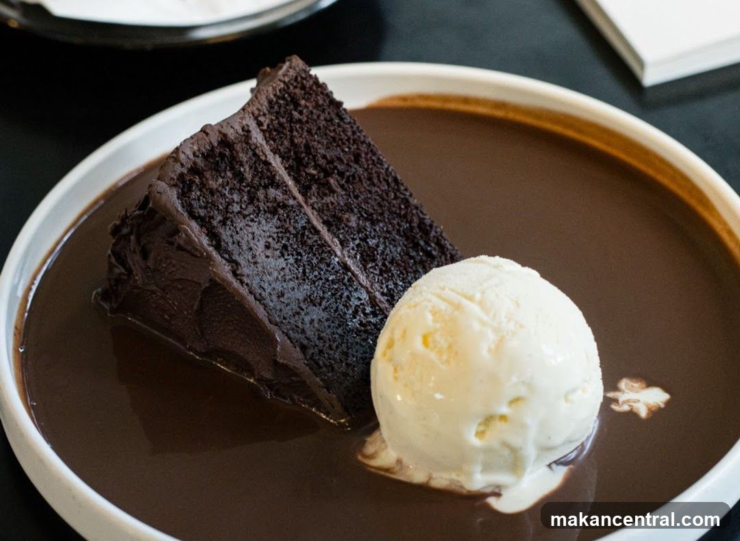 Chocolate dessert with ice cream