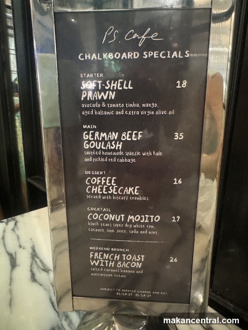 PS Cafe Chalkboard Specials