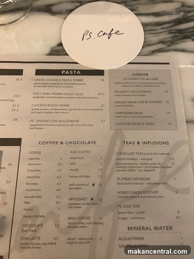 PS. Cafe Menu