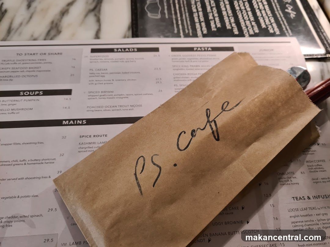 PS Cafe Takeaway Bag Over Menu