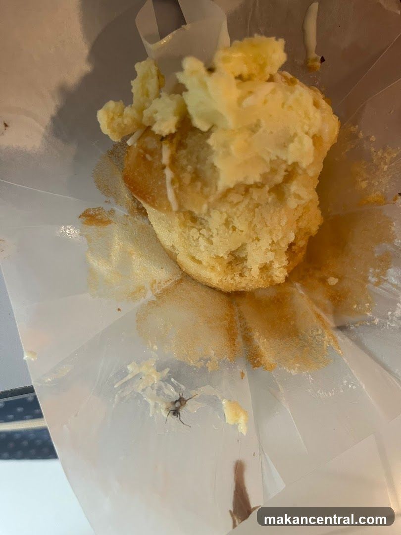 Eaten muffin in wrapper