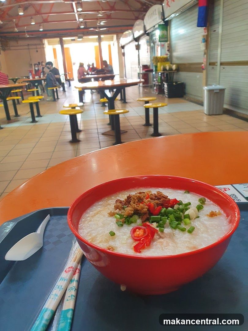 Food Court Interior with Bowl of Porridge