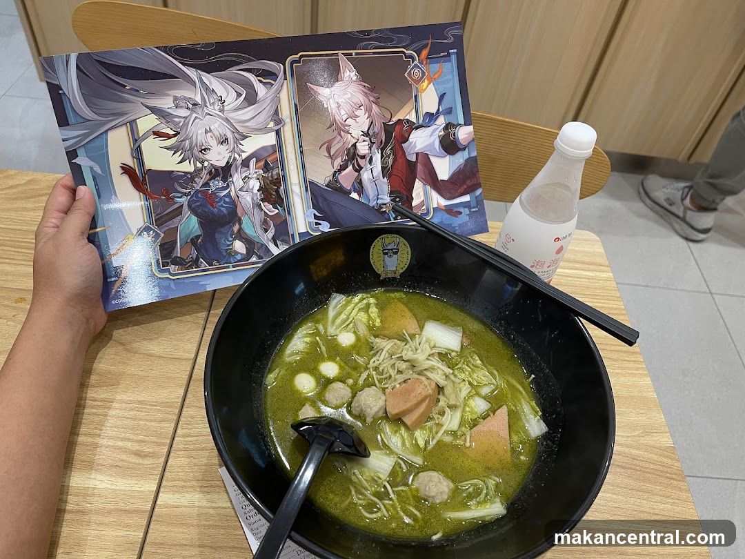 Noodle Bowl with Anime Art and Drink
