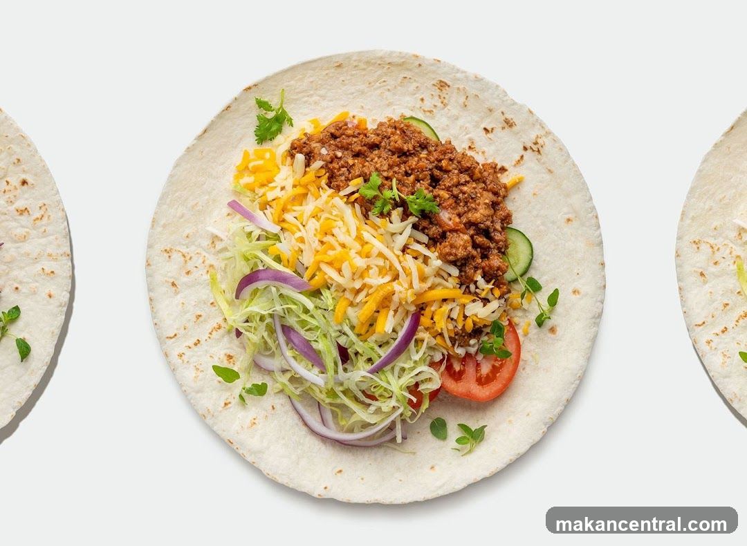Taco Ingredients on Tortilla