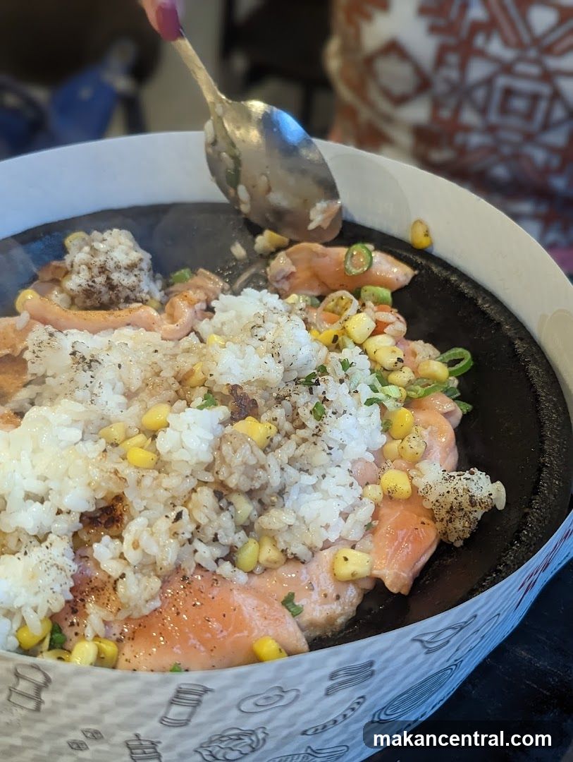 Salmon and Rice Sizzling Plate