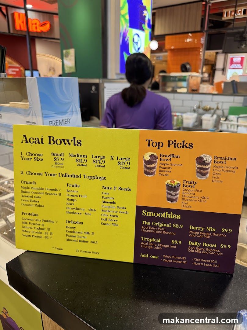 Açaí Bowls Menu