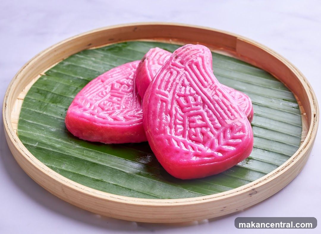 Pink Kuih Lapis on Banana Leaf