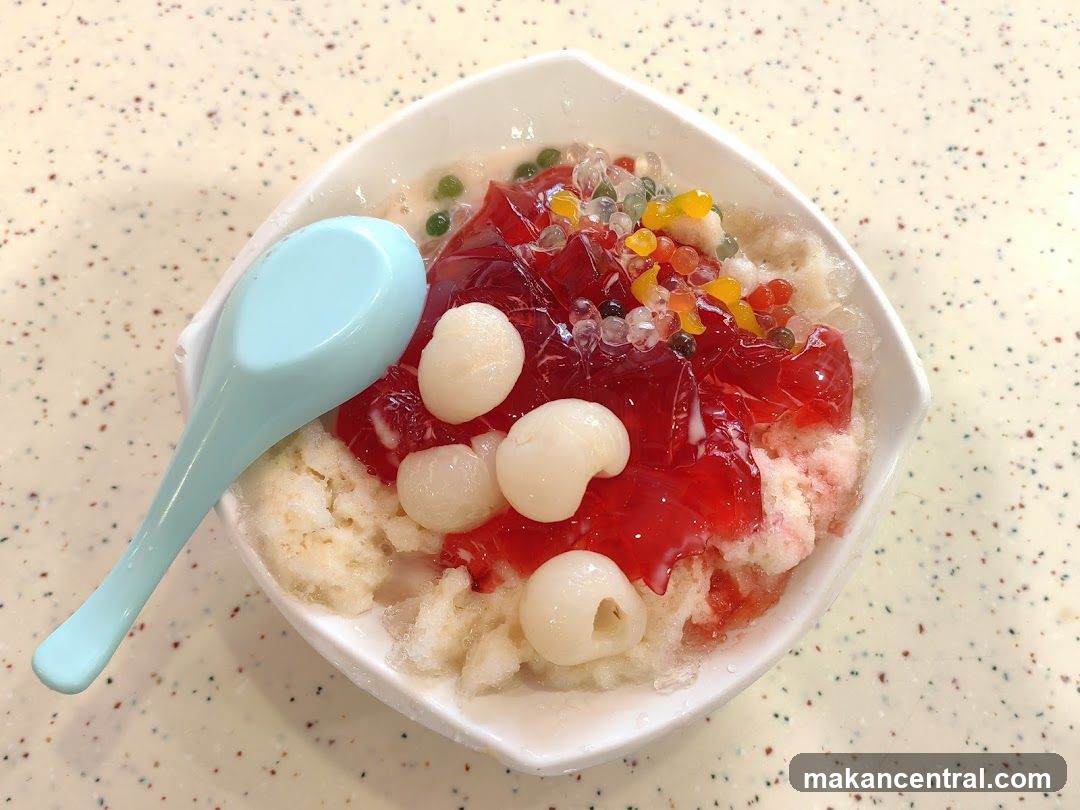 Ice cream dessert with toppings