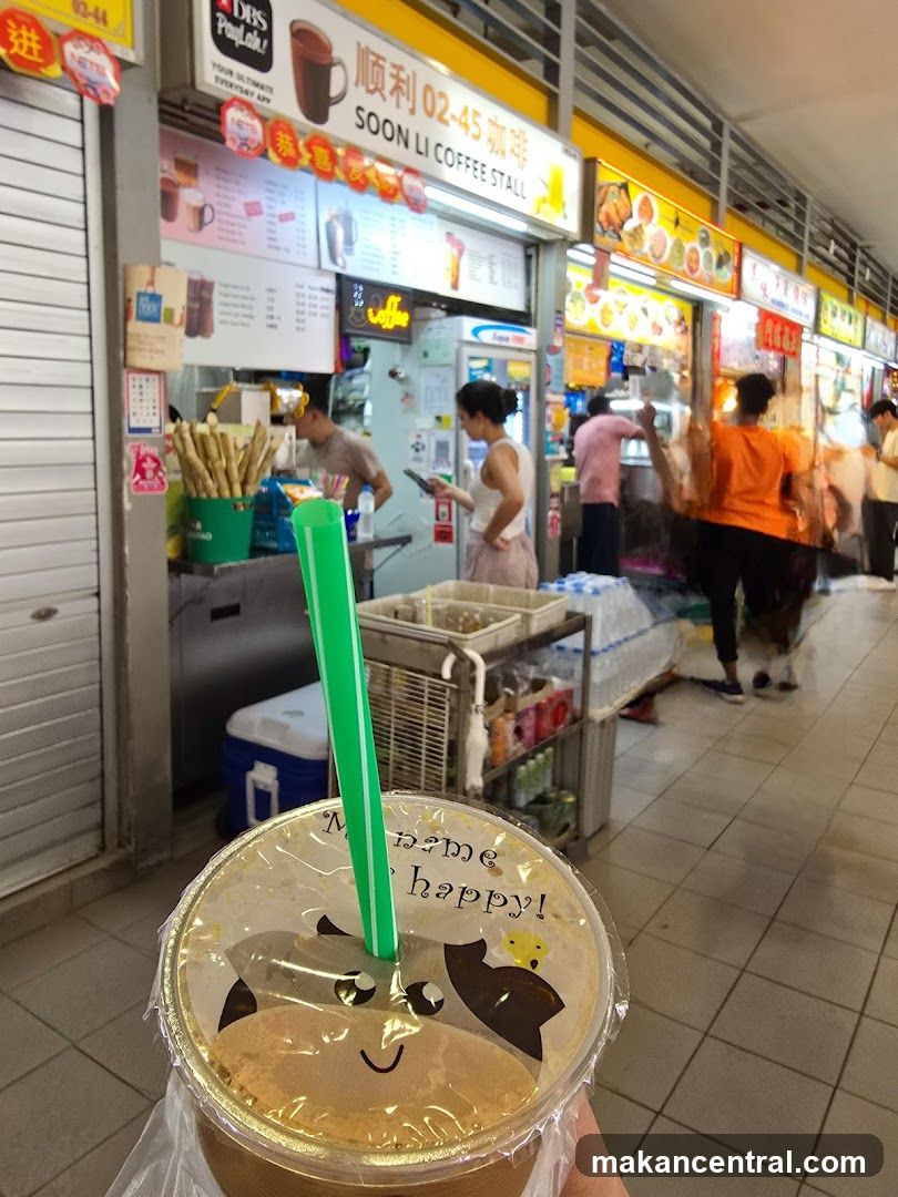 Coffee stall interior with customer