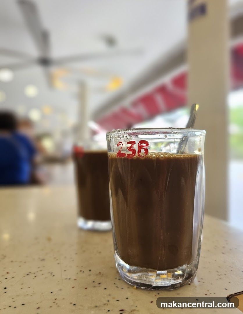 Coffee in a glass with number 238