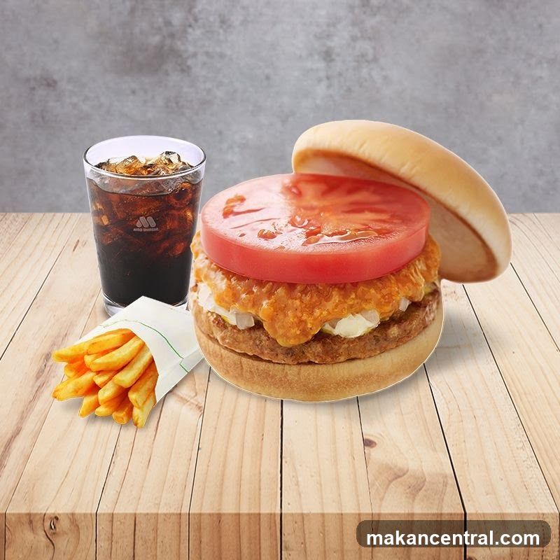Burger meal with fries and soda
