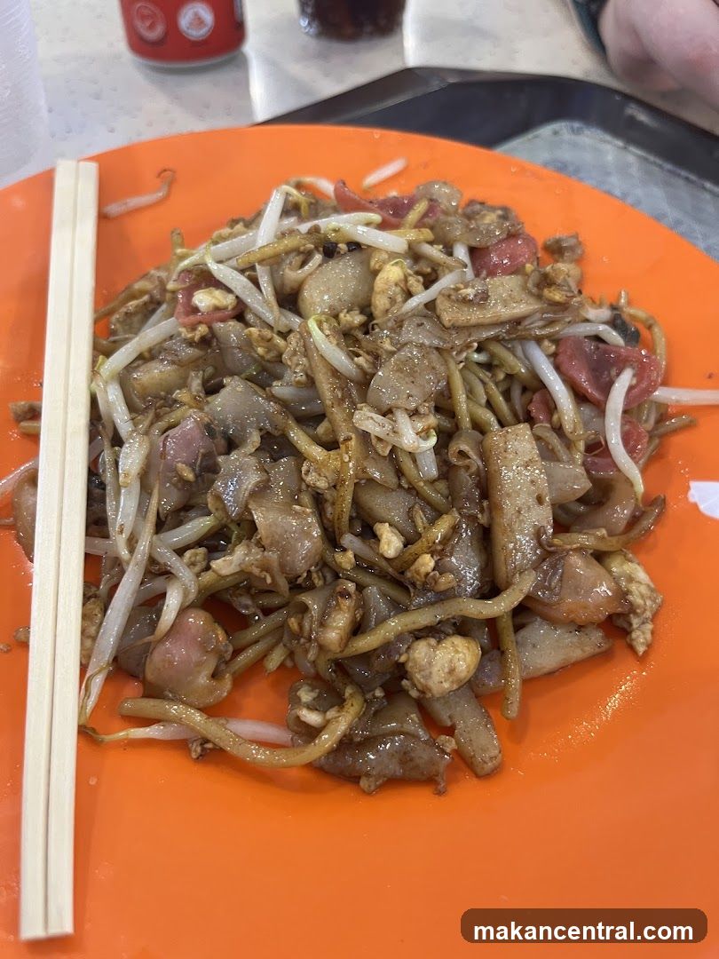 Stir-fried noodles with bean sprouts and meat