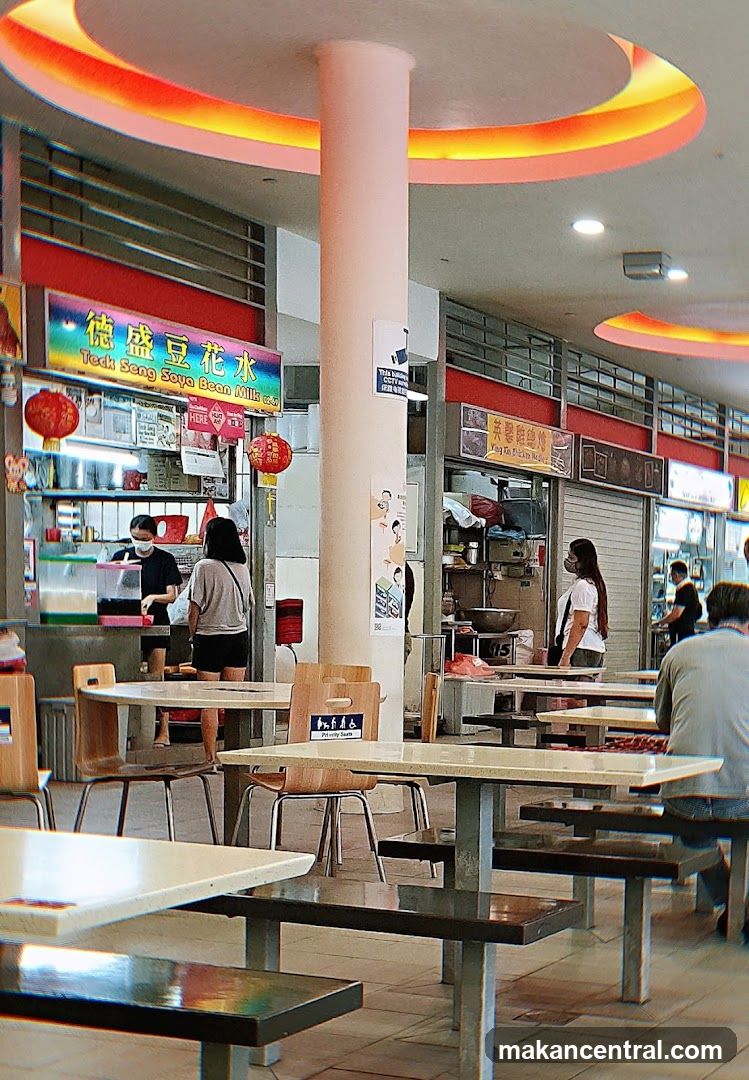 Food court with stalls and seating