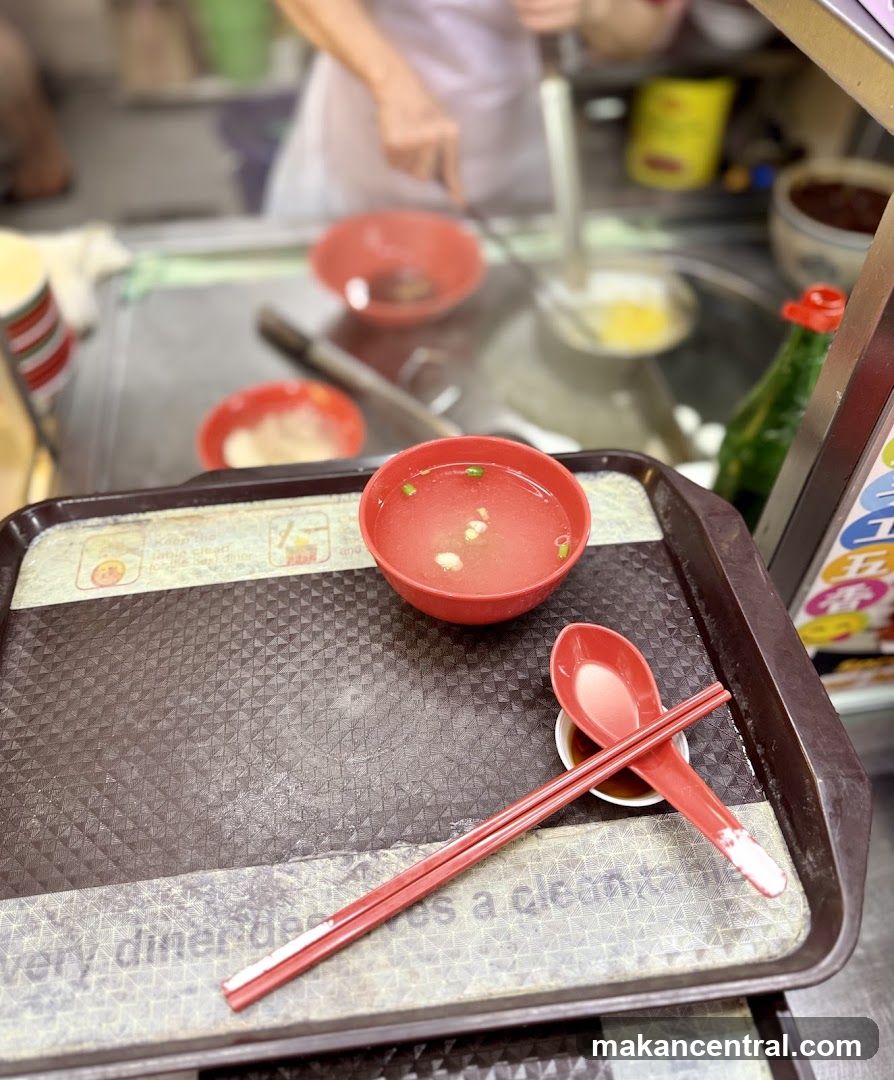Soup and Utensils on Tray