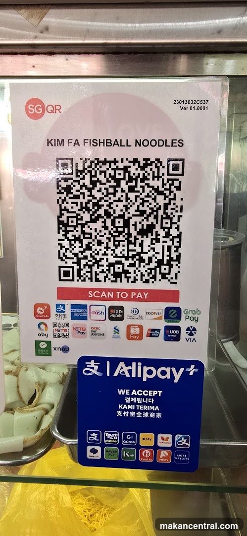 Kim Fa Fishball Noodles Payment Sign