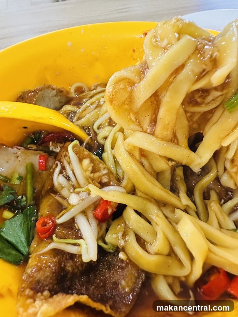 Noodles with toppings