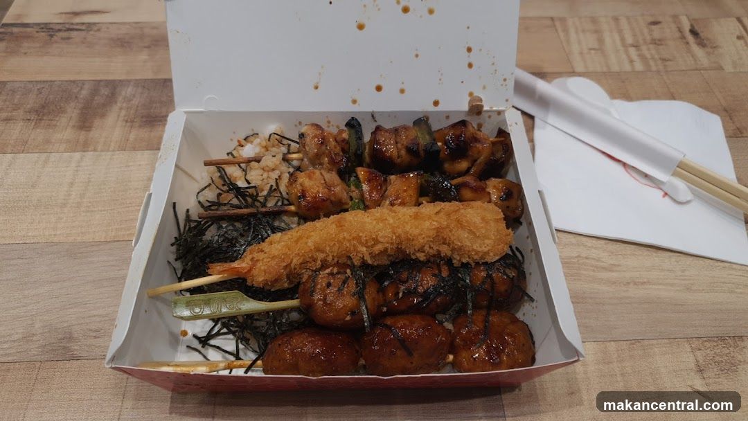 Bento Box with Skewers and Rice