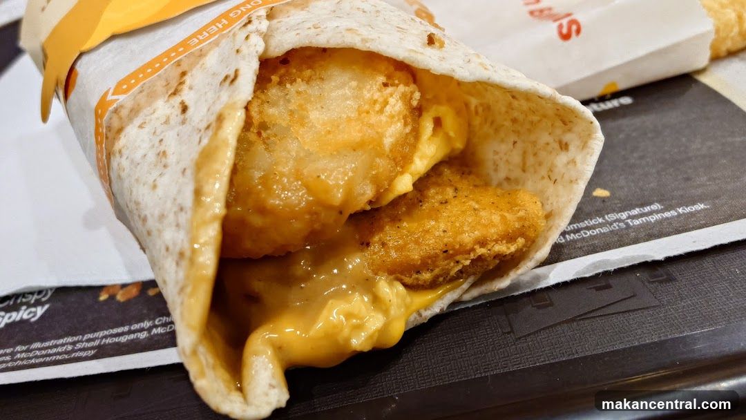 Chicken wrap with cheese and hash brown