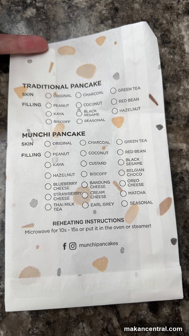 Munchi Pancake Menu